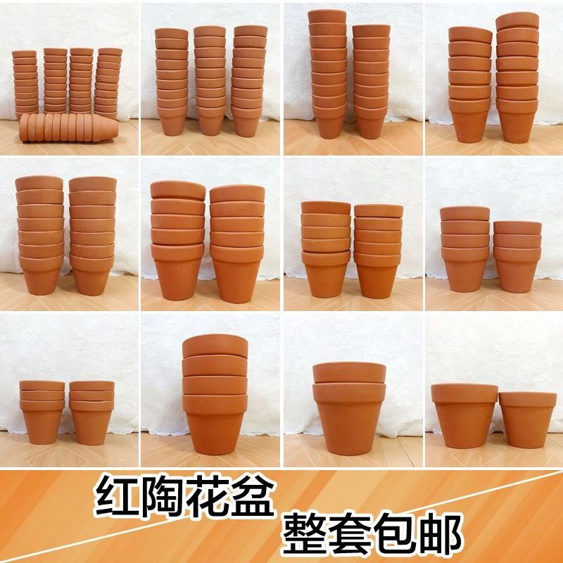 Red Pottery Flower Pot Multi-Meat Plant Ceramic Breathable Basin Indoor Green Plant Gardening Potted Clay Tile Coarse Pottery Basin Suit Clear Barn