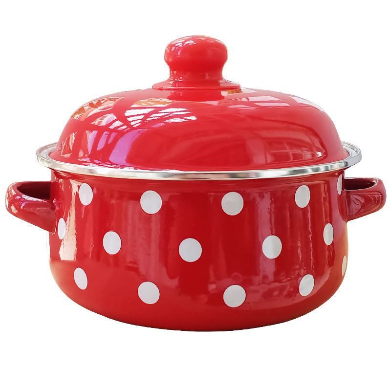 Pond porcelain small pot thickened enamel enamel enamel enamel cooker 16cm thickening cooker 1L2L flat hot pot soup