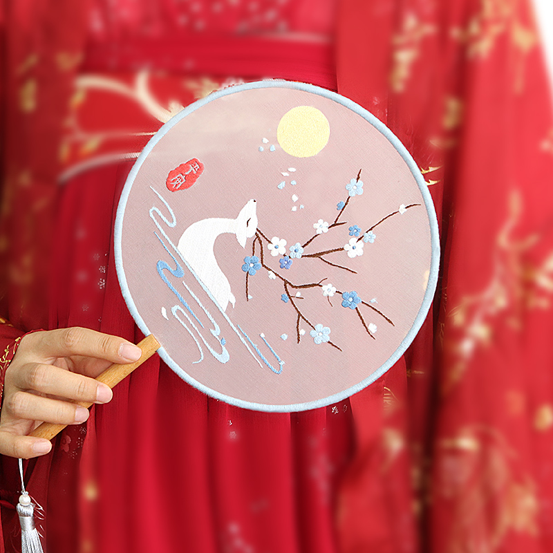 Embroidery fan diy embroidery handmade material bag group fan fairy Hanfu fan ancient style Su embroidery gift