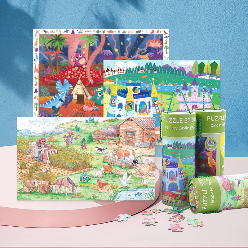 Children's Puzzle Early Education 100 Pieces Puzzle Young Children Human Body Early Teaching Enlightenment Dinosaur Gift Box Boy Girl 3-4-5 years old