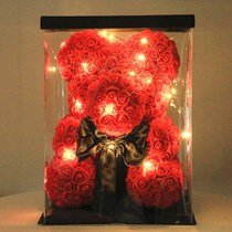 Embellished rose bear immortal flower gift box to give girlfriend 520 Valentine birthday gift girlfriend birthday gift Rose