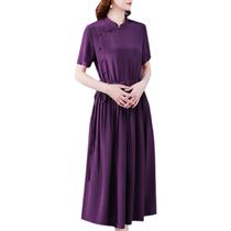 Hangzhou Grand Truffle Real Quality Silk Slip Mulberry Silkworm Dress 2021 Xias new heavy pound cloud yarn Thin Foreign Air Mother Dress