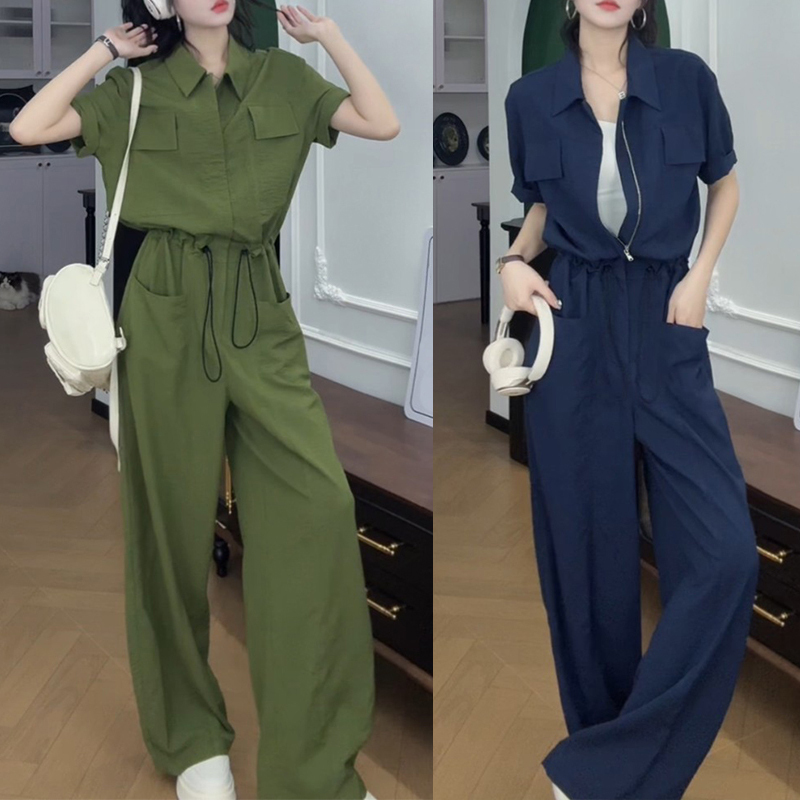 Women's Summer Suit 2026 New Popular Style High-End Workwear Thin Jumpsuit Wide-Leg Pants Loose Fashion Jumpsuit