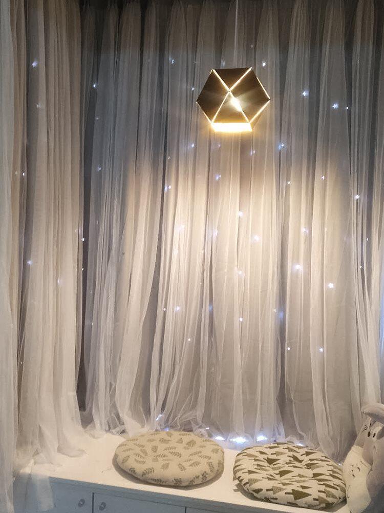 2021 popular net red curtain mesh girl room tatami fairy magic sticker double layer with yarn free punch