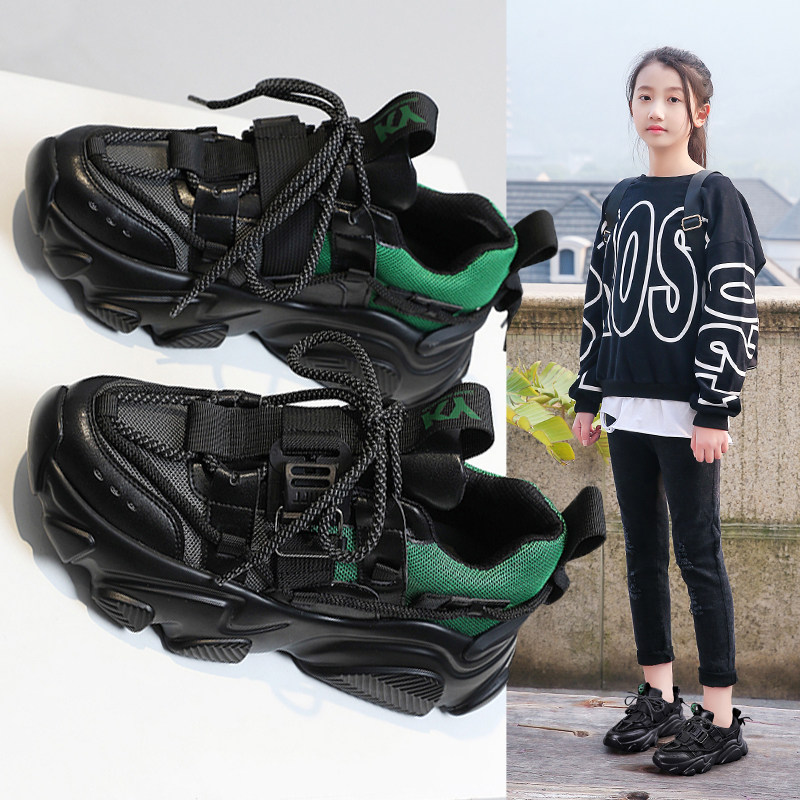 Korean Boy Shoes 2022 Spring Autumn New Girls Gush Inside Heightening Older Daddy Shoes Girl Parquet Sneakers