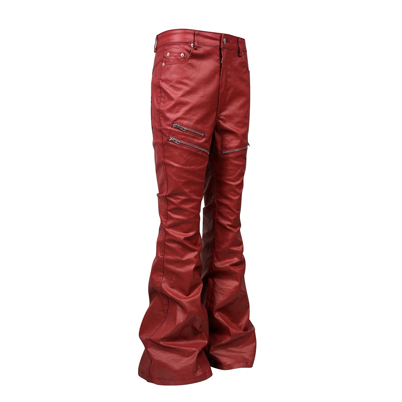 Rebel Wave 25Ss “Яёd” Liquid Metal Red Coated Wax Pants Micro