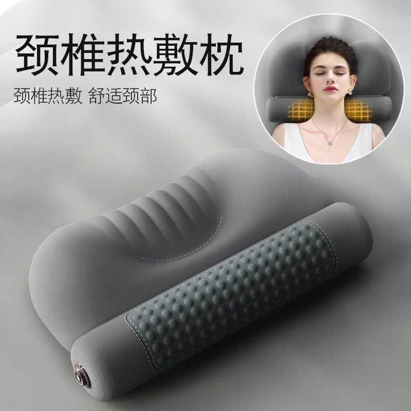ヨモギ入り温熱ネックピロー。頸椎を保護し、睡眠を助けます。低反発素材の灸機能を備えた円筒形の温熱ネックピロー。