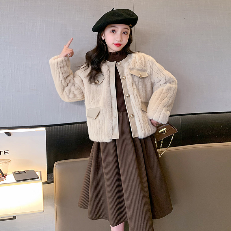 Girl's dress Dress Autumn And Winter Style 2023 New Ocean Qi Children Plus Suede Dresses Woman Great Boy Little Savour Suit Winter Dress-Taobao