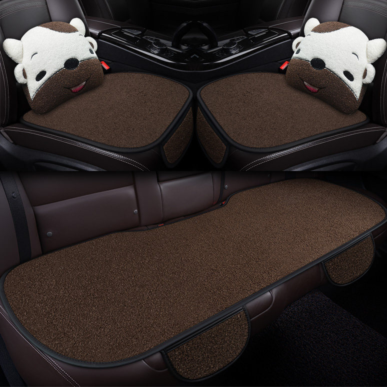 2021 New Winter Plush Car Seat Cushion Three-Piece Set Without Backrest Single Piece Warm Universal Non-Slip Square Wool Pad