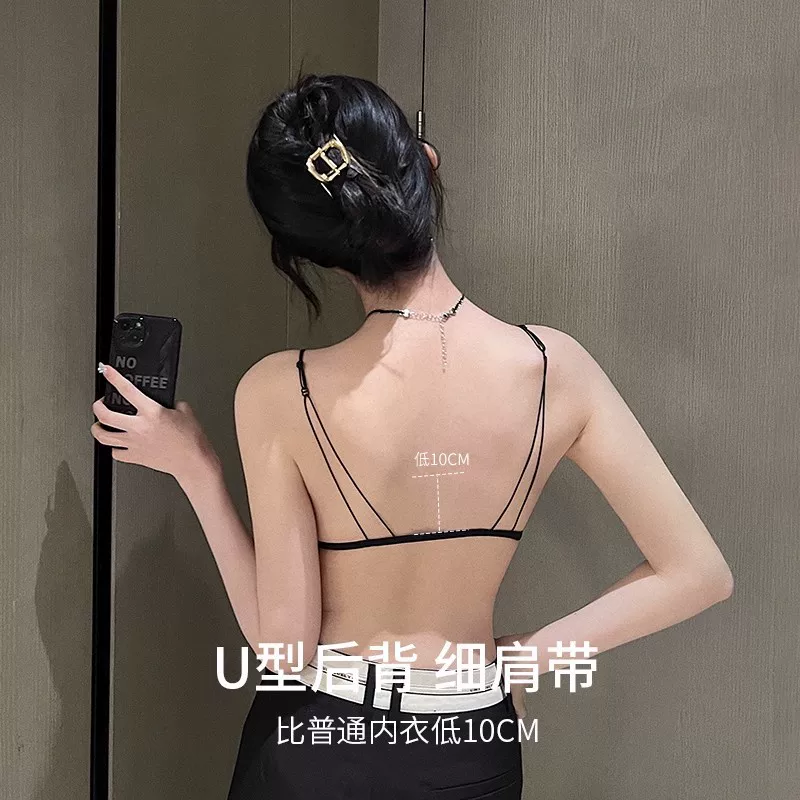 Underwear, black push up bra, summer straps, backless, beautiful back