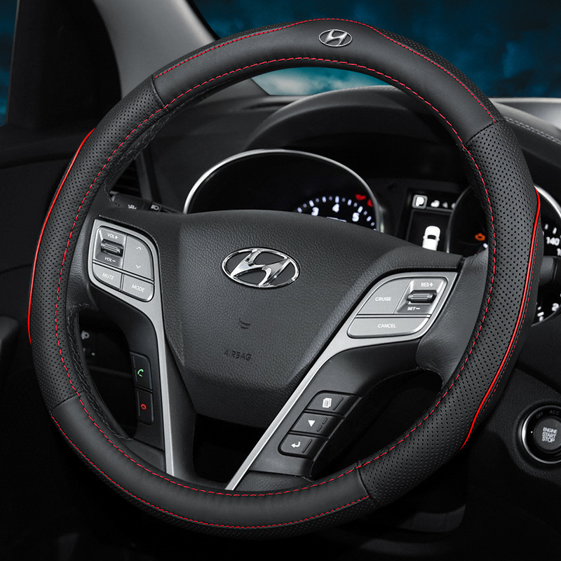 Hyundai Langdong Rena lead Festa leather steering wheel cover summer men's car handle cover four seasons universal