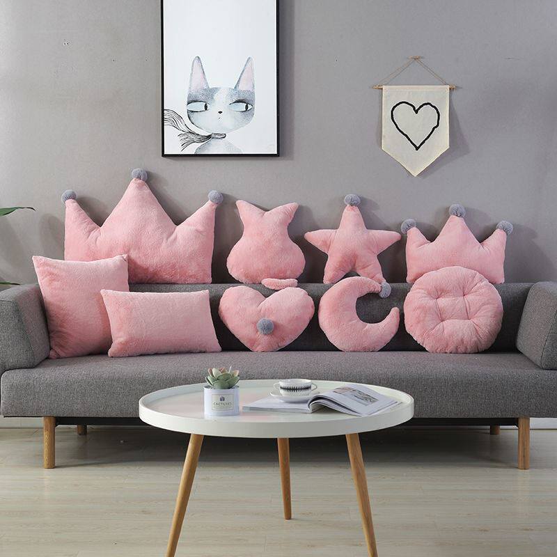 Bay window pillow set combination window sill cushion sofa living room net celebrity star crown pillow bedside heart-shaped pillow