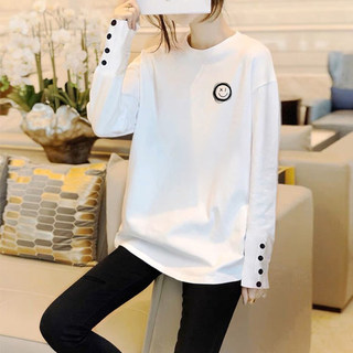 Trendy Design Base Shirt for Women 2024 Spring and Autumn New Style Stylish Inner Wear Drop Shoulder Top Pure Cotton Printed Long Sleeve T-Shirt Trendy