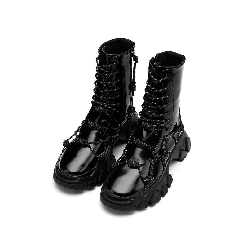 Angel Chen Chen Anqi Yi Yang Qianxi Reflective Black Rope Martin Boots Dragon Tooth Shoes Angel Chen Chen Anqi Yi Yang Qianxi Reflective Black Rope Martin Boots Dragon Tooth Shoes