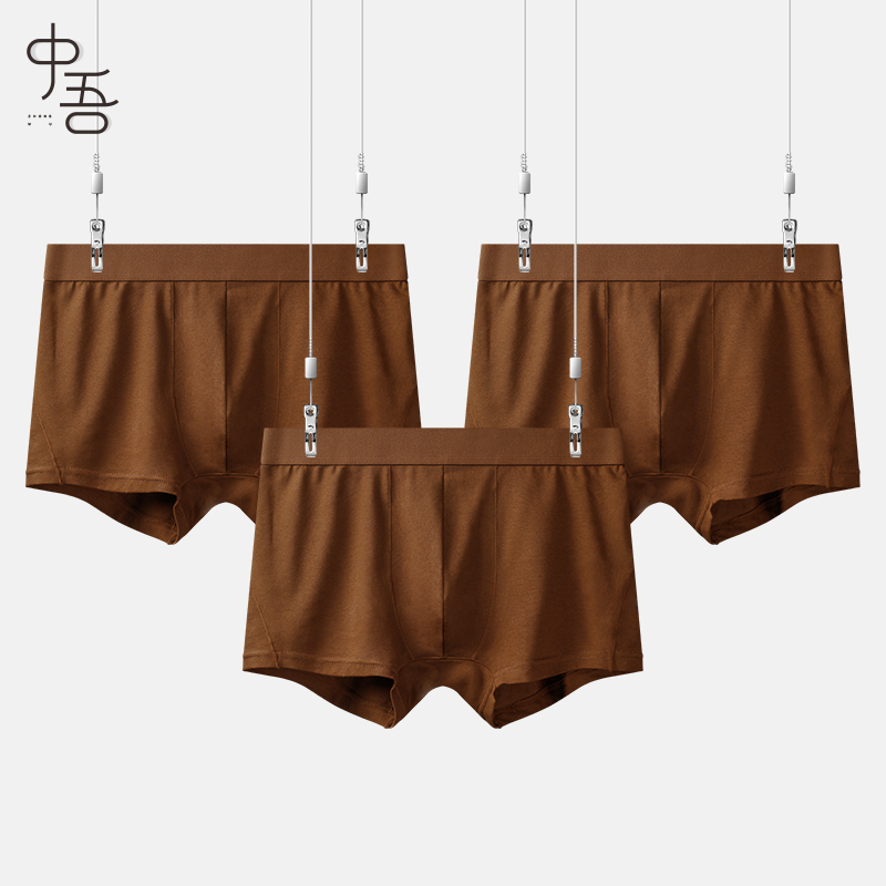 Men's Brown Underwear, Pure Cotton, Antibacterial and Breathable, Men's Coffee-Colored Boxer Briefs, Boys' Earthy Brown Boxer Shorts