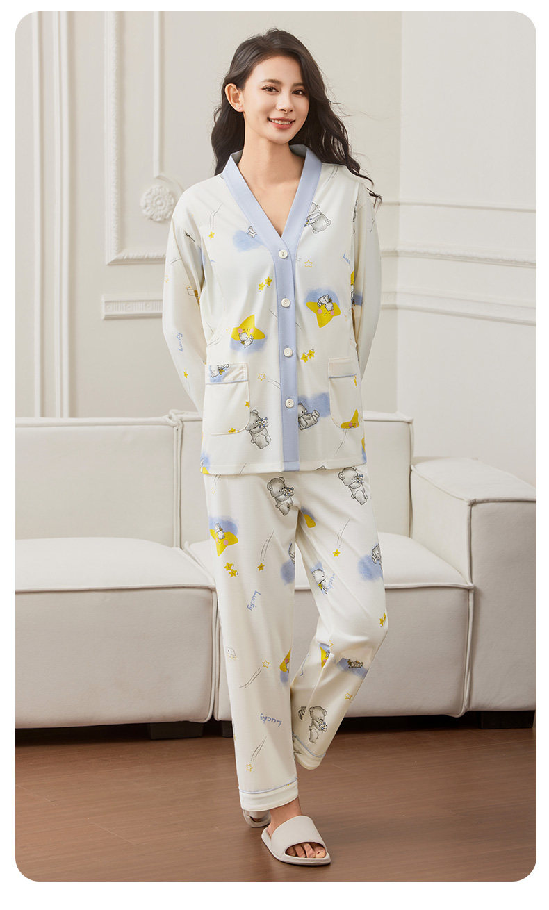 月子服春秋产后孕妇家居服套装大码哺乳睡衣产妇怀孕期女款夏季 — 21