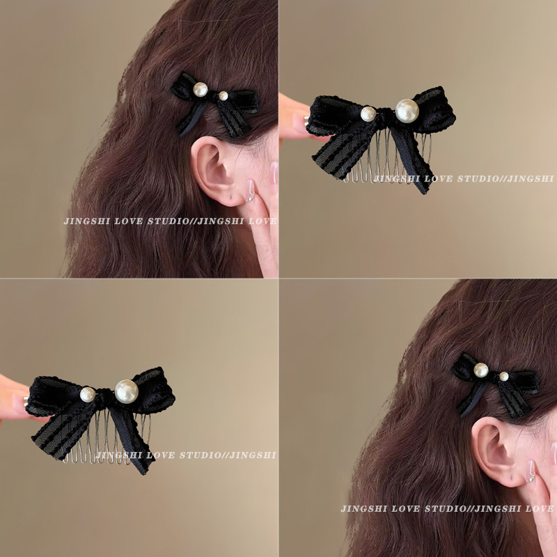 Unique and beautiful white lace bow hair comb for women, a sophisticated front-tooth comb hair accessory