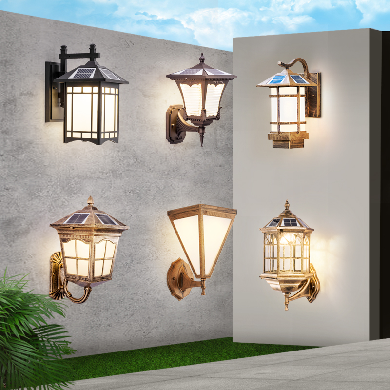 Solar Wall Light Outdoor Waterproof Chinese Courtyard Outdoor Creative Garden LED Decorative Wall Balcony Door Post Light