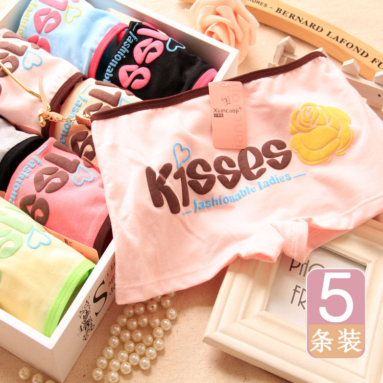 High school student Teenage Girl Four-corner Underpants Female Pure Cotton Four-corner Girls Day Tie leg Flat Feet Shorts head Summer Grand size