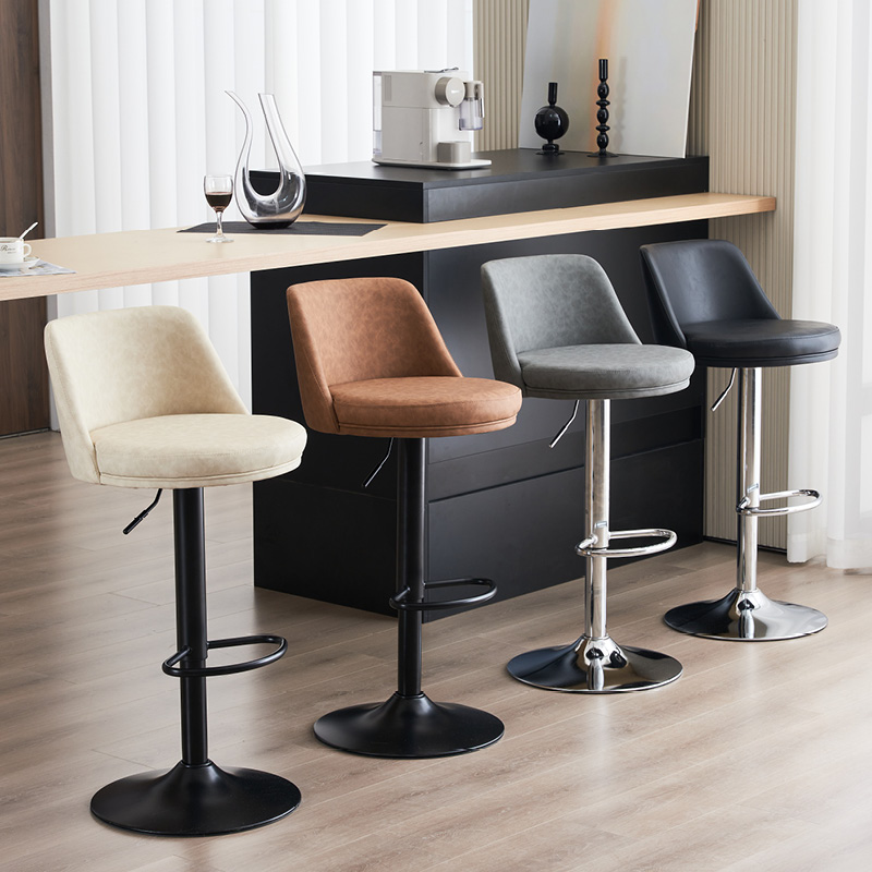 Bar Bench Lift Swivel Backrest Bar Bench Modern Minima Light Luxury Home Fashion Bar Chair Iron Art High Foot Chair-Taobao