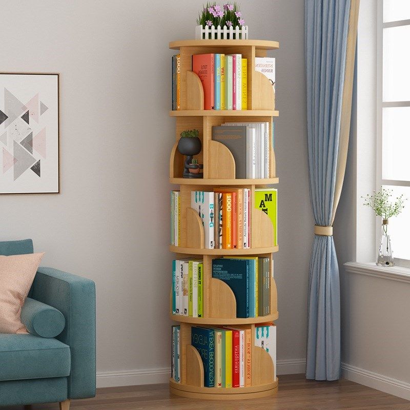 Rotating shelf shelf 360 degree simple landing large - capacity multi - layer bookcase household creative collection economy