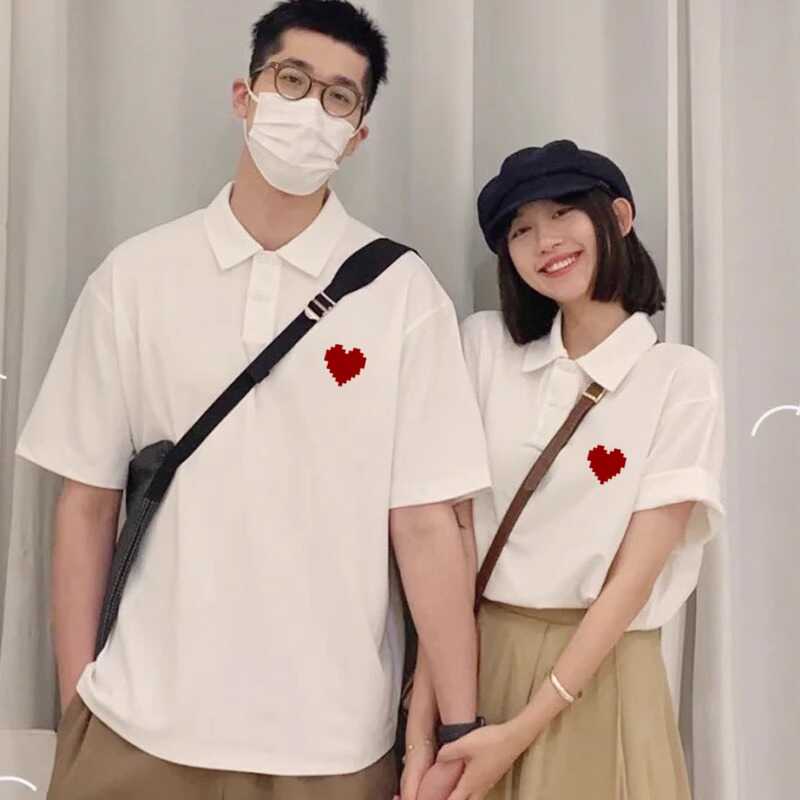 Plus Size 150kg Couple Outfits for Marriage Registration Photos, Polo Shirts, Short-Sleeved T-Shirts for Men and Women, New Summer Trendy Style Plus Size 150kg Couple Outfits for Marriage Registration Photos, Polo Shirts, Short-Sleeved T-Shirts for Men and Women, New Summer Trendy Style