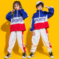 Elementary school childrens children perform walking show costumes boy hip hop street dance suit children cheerleaders red and white blue to perform the wave