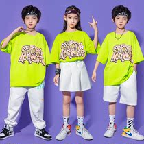 Children Street Dance Suit Boys Girls Jazz Dance Costumes 61 Performance Girls Dance Green Performance Out of Summer