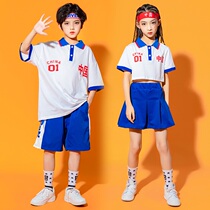 Kindergarten cheerleading performance clothing children China short sleeve shorts male and female childrens performance out of blue street dance suit