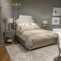 American solid wood bed art Mori impression bedroom retro furniture modern light luxury 1 8m champagne color pillar bed