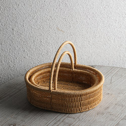 Large Imitation Rattan Woven Hand Basket Fruit and Vegetable Shopping Basket Picnic Picking Basket Cleaning Basket Hotel Bathroom Basket