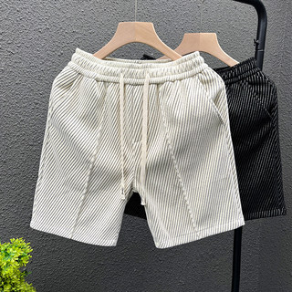 High-end diagonal striped shorts men's summer wear trendy brand handsome five-point mid-trousers 2025 summer new men's big pants