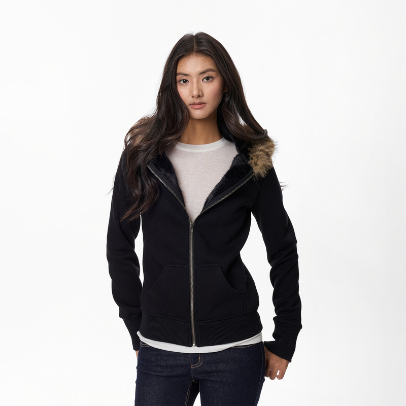 Jim Kennet Fur Collar Hooded Plush Lining Thickened Zipper Sweatshirt Jacket