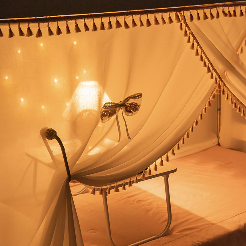 Tassel embroidered mosquito net student dormitory upper bunk new high-end home child-mother bed lower single bed mosquito net anti-mosquito