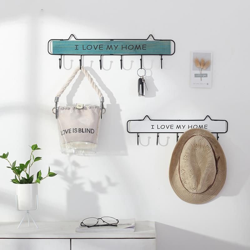 Umbrella hooked into the door bedroom living room simple solid wooden clothes hooked on the wall of the wall without punching holes