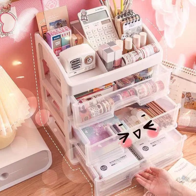 Sleeping Room Good Things Desktop Desktop Cosmetic Storage Box Plastic Containing shelf Drawer first decorated case Makeup Desks