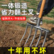 Agricultural ground turning and soil loosening artifact to dig red potatoes with steel fork