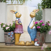 Garden Pendulum Large Number Courtyard Balcony Creative Decoration Top Floor Personality Arrangement Cartoon Animal Rabbit Flower Pot Furnishing