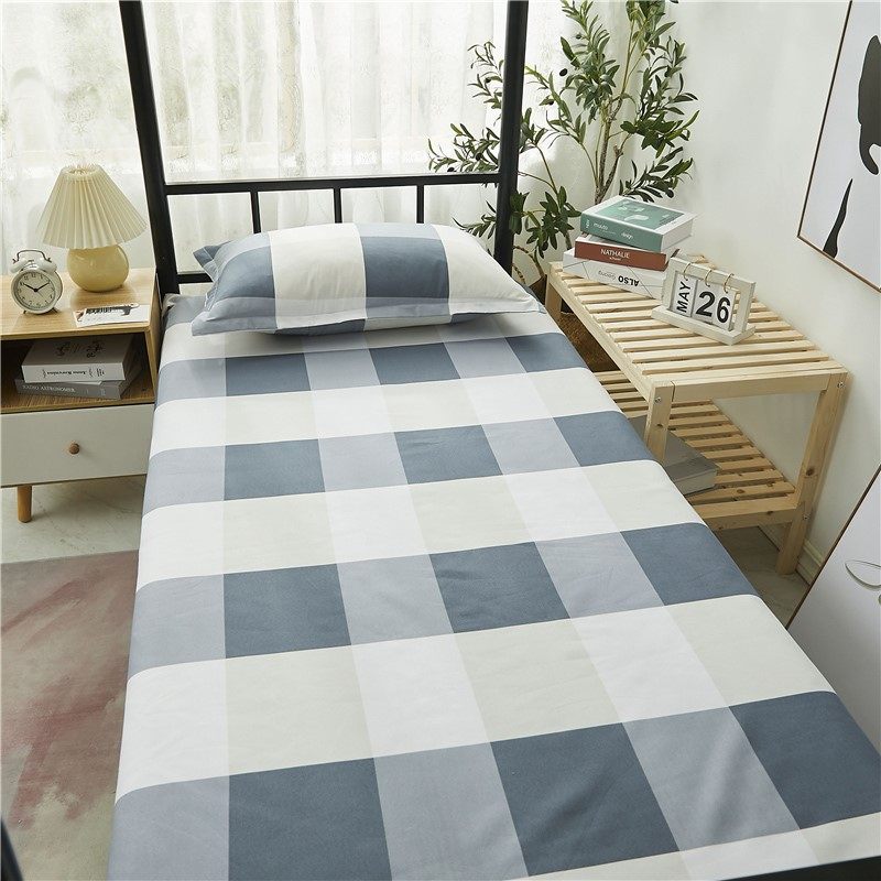 Blue and white plaid sheets washed cotton student dormitory dormitory bunk single double cotton simple classic summer quilt