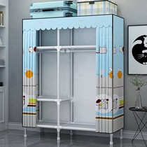 Clothes hanger floor with shades of grey cloth Easy hanging wardrobe steel tube plus coarse reinforcement sturdy and durable bedroom curtain type dust-proof