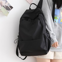Student School Bag Girls Junior High School Black Overbearing Large Capacity New Light Pure Color Double Shoulder Han Version 100 Hitch Backpack
