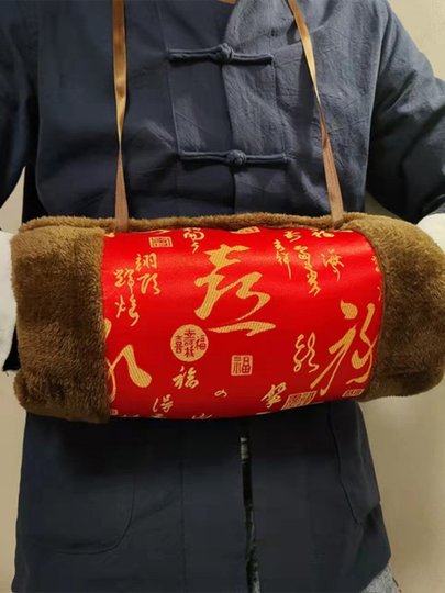 Elderly Warm Arm Sleeves, Grandma's Hand Warmers, Thickened and Fleece-Lined, Faux Rabbit Fur, Winter Retro Cold-Proof, Gift for Mom or Female