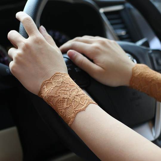 Summer Thin Elastic Lace Wristbands for Female Drivers, Sun Protection Short Sleeves to Cover Scars and Tattoos, Fake Sleeves for Driving