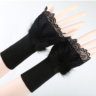 Cashmere Arm Sleeves, Stylish Fake Sleeves for Women, Autumn and Winter Long Knitted Wrist Warmers, Lace Cuff Decoration