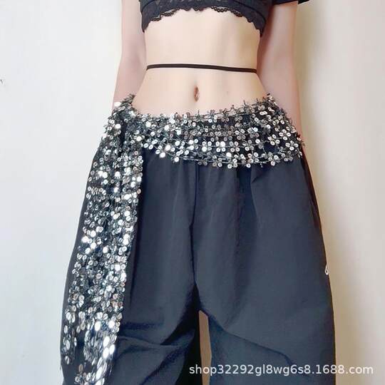 New Style Jazz Dance Starry Tassel Layered High-End Street Dance Trendy Waist Scarf Waist Belt Niche Design for Women