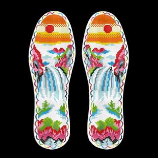 Handmade Cross-Stitch Insole Embroidery, DIY Embroidery Semi-Finished Product, Embroidered Fabric Surface, Thickened Seven-Layer Cotton Fabric, 2025 New Model