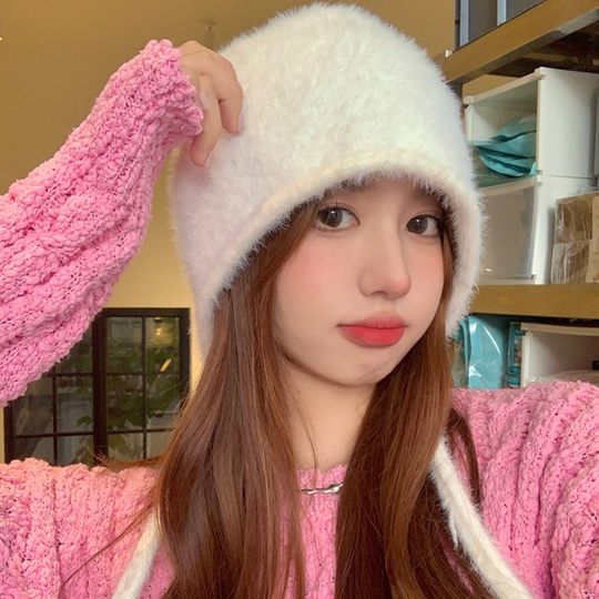 Fluffy Winter Sleeping Cap, Cute and Sweet Headwrap Hat, Korean Style Student Shopping Ear-Protecting Tie-Up Lei Feng Hat, Pressure-Free