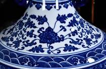 The Hui Poly] Zun Qinghua porcelain Jingdezhen Double ear porcelain stalking lotus