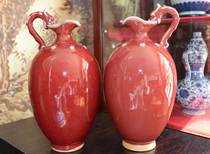 The Aloe Vera] A pair of wine pot porcelain tributes to the red glaze Jingdezhen