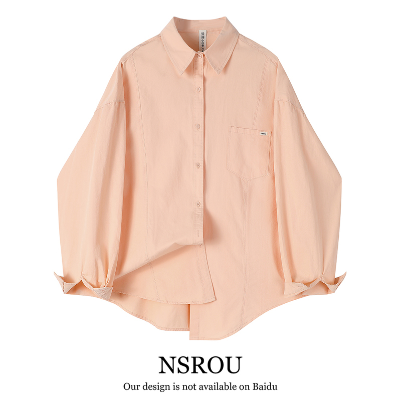 French-Style, High-End, Super Pretty Pink Women's Shirt Jacket, Loose and Versatile Long-Sleeved Top for Spring and Autumn
